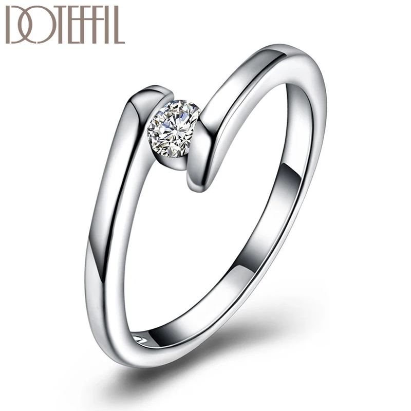 Bague en cristal simple pour femme, bijoux de charme, document en argent, mariage, fiançailles, cadeau de fête, AAA, mode