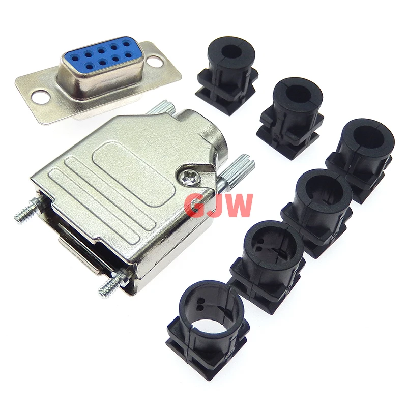 1set DB9 female MALE serial port CONNECTOR + metal shell Solder Type D-Sub RS232 COM CONNECTORS 9pin plug socket Adapter