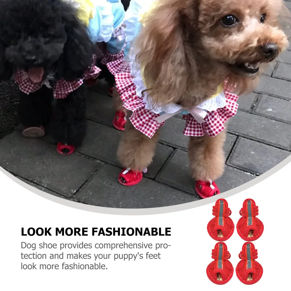 

4 Pcs Pet Sandals Puppy Shoes Non Slip Breathable Dog Mesh Outdoor Paw Protectors Anti Slip Lightweight Portable