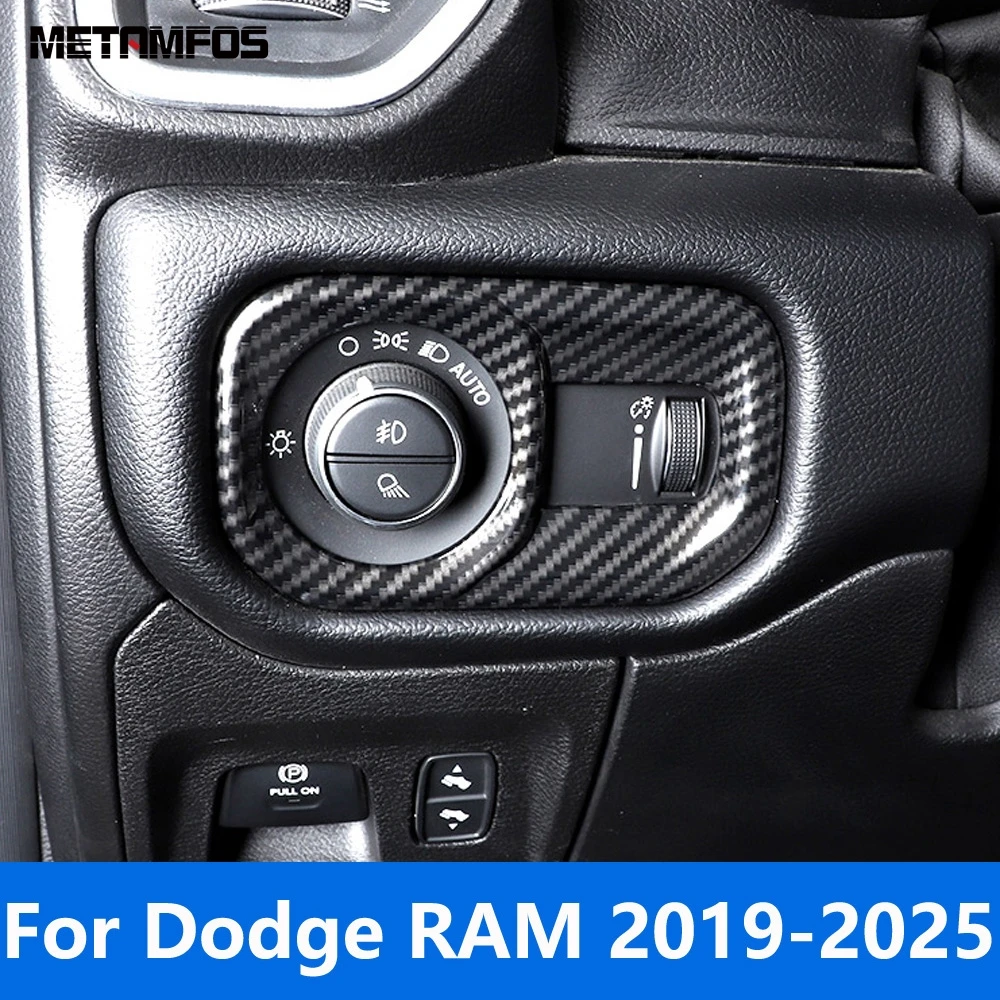 

Head Light Lamp Adjustment Switch Cover Trim For Dodge RAM 2019-2023 2024 2025 Carbon Fiber Interior Accessories Car Styling
