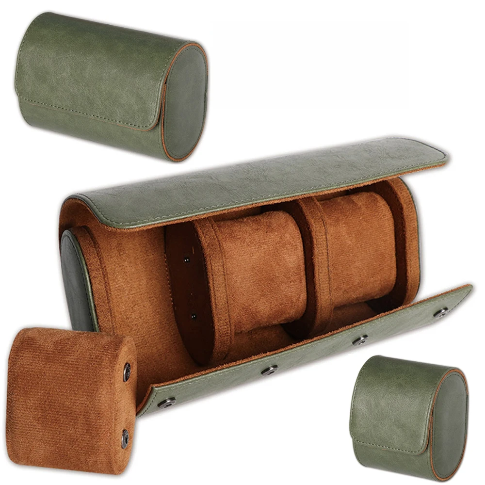 For Men Women Leather Watch Roll 1 2 3 Slots Luxury Genuine Storage Box Travel Bag Watch Case Gift Box Watch Pouch