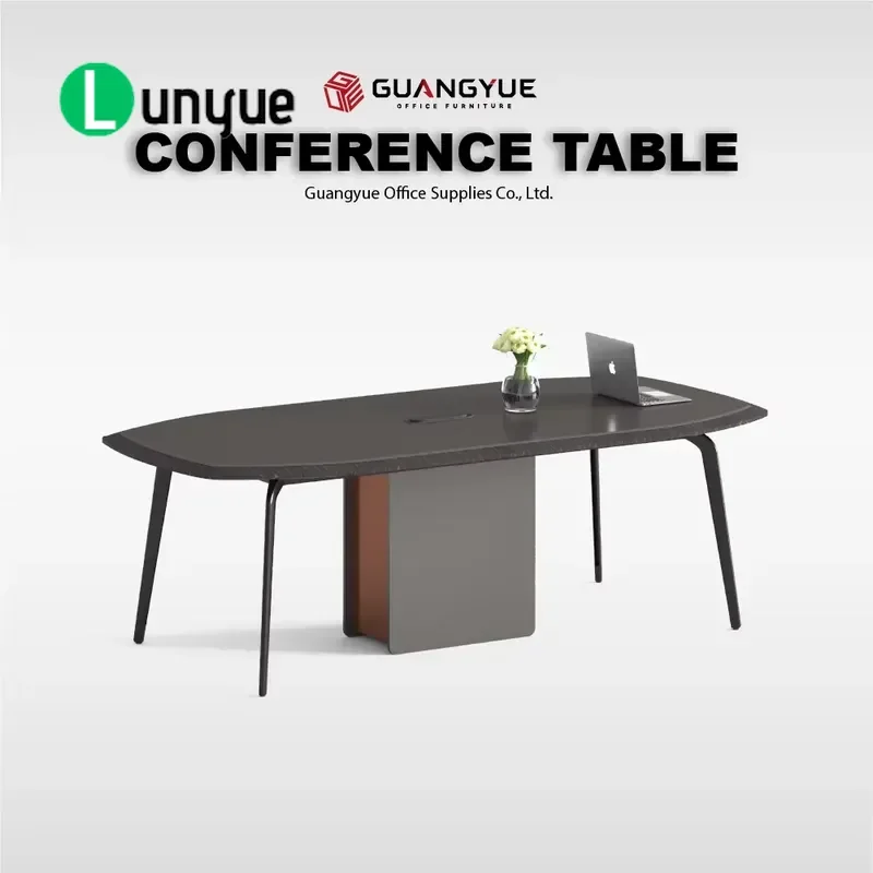 Modern Office Conference Table with Power Socket Durable Metal Frame for Corporate Meeting Rooms Business Furniture