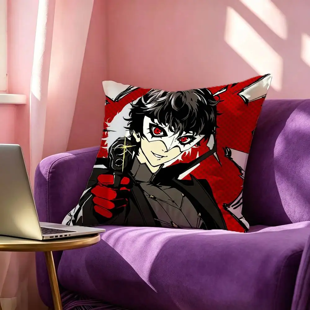 Akira Kurusu Ren Amamiya Game Character Pillow Case Square Double-Sided Sofa Cushion Cover Bedroom Bedside Pillow