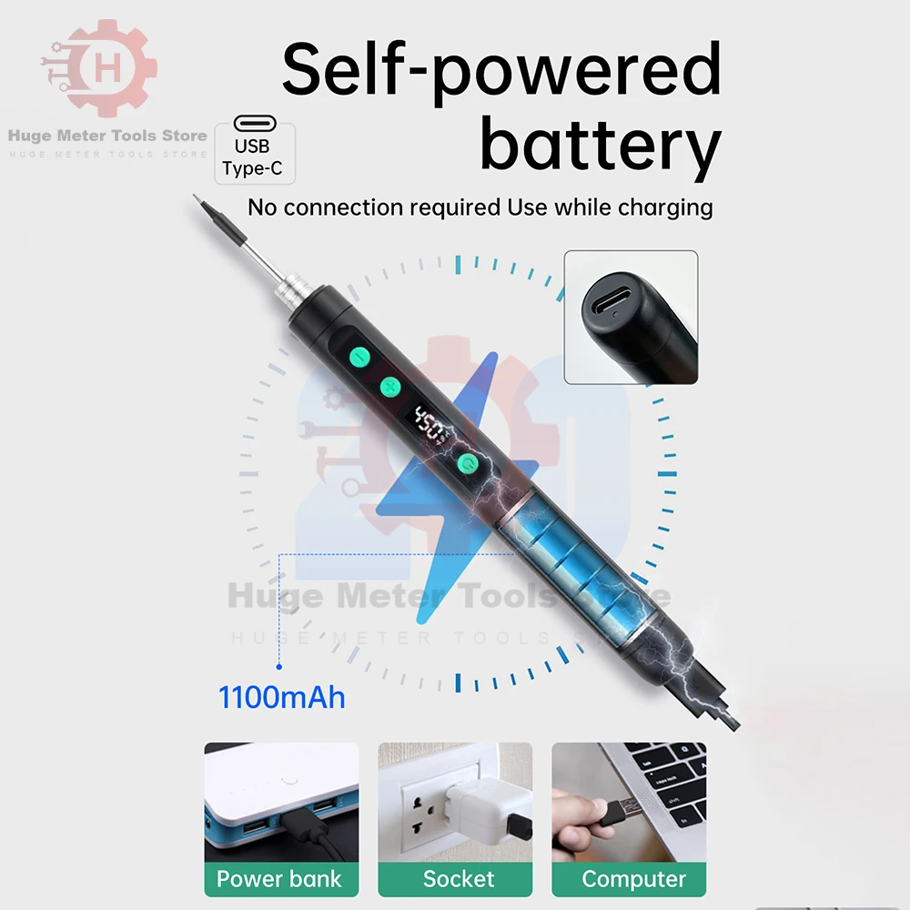 

15W USB Electric Soldering Iron Kit Type-C Interface Wireless Charge Solder Iron Adjustable Temperature Repair Welding Tool