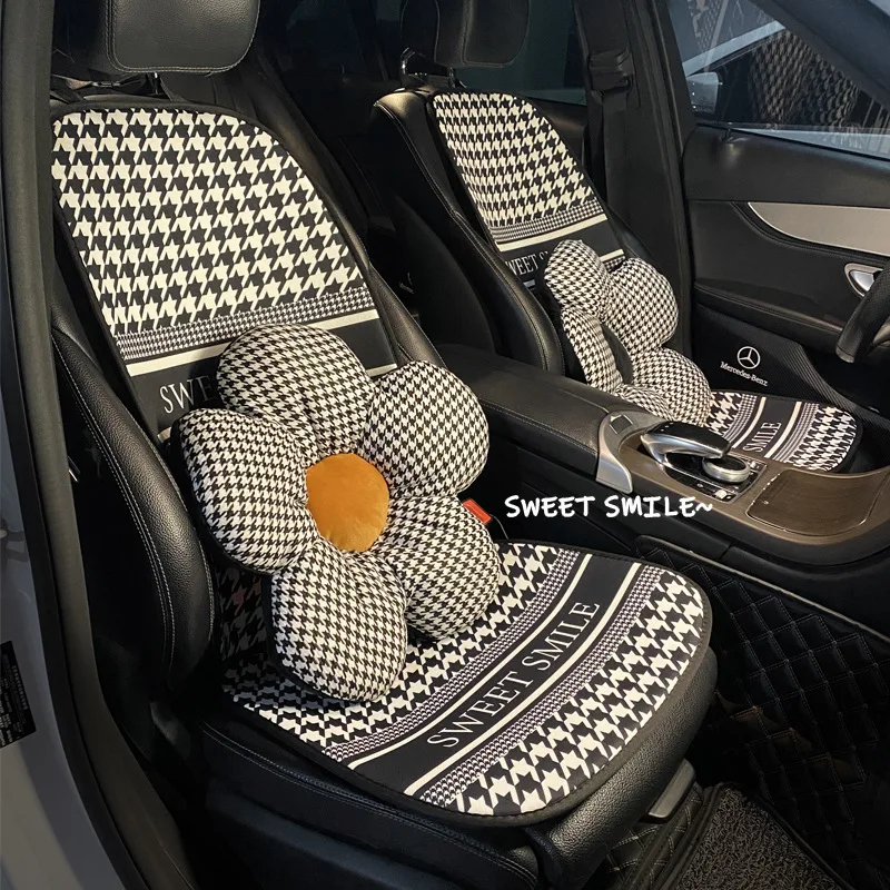 

New Fashion Simple Lattice Flax Four Seasons Universal Protective Car Seat Cushion Cover