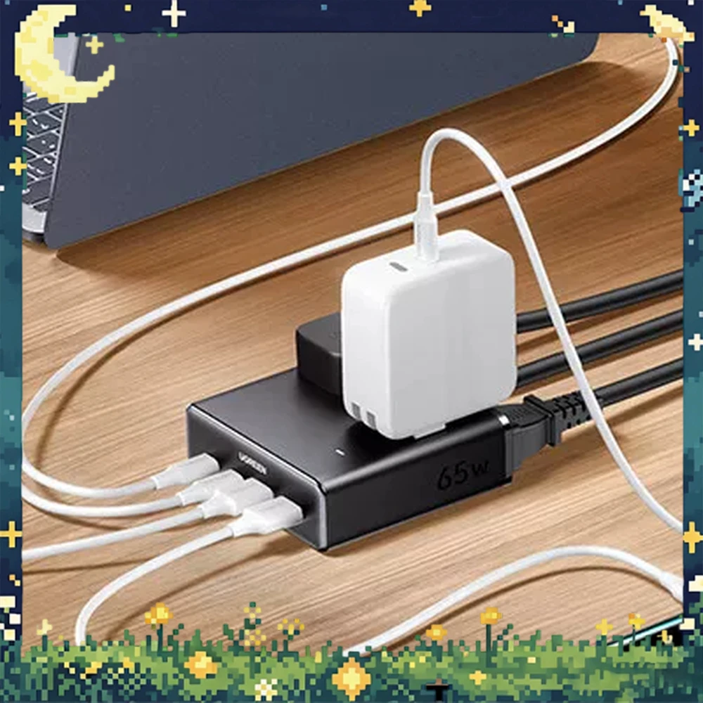 UGREEN 45868 Desktop Charging Station S6 65W Max GaN PD Fast Charger Power Strip 2 USB-C 2 USB-A 4 CN AC Outlets 1.4m Cable
