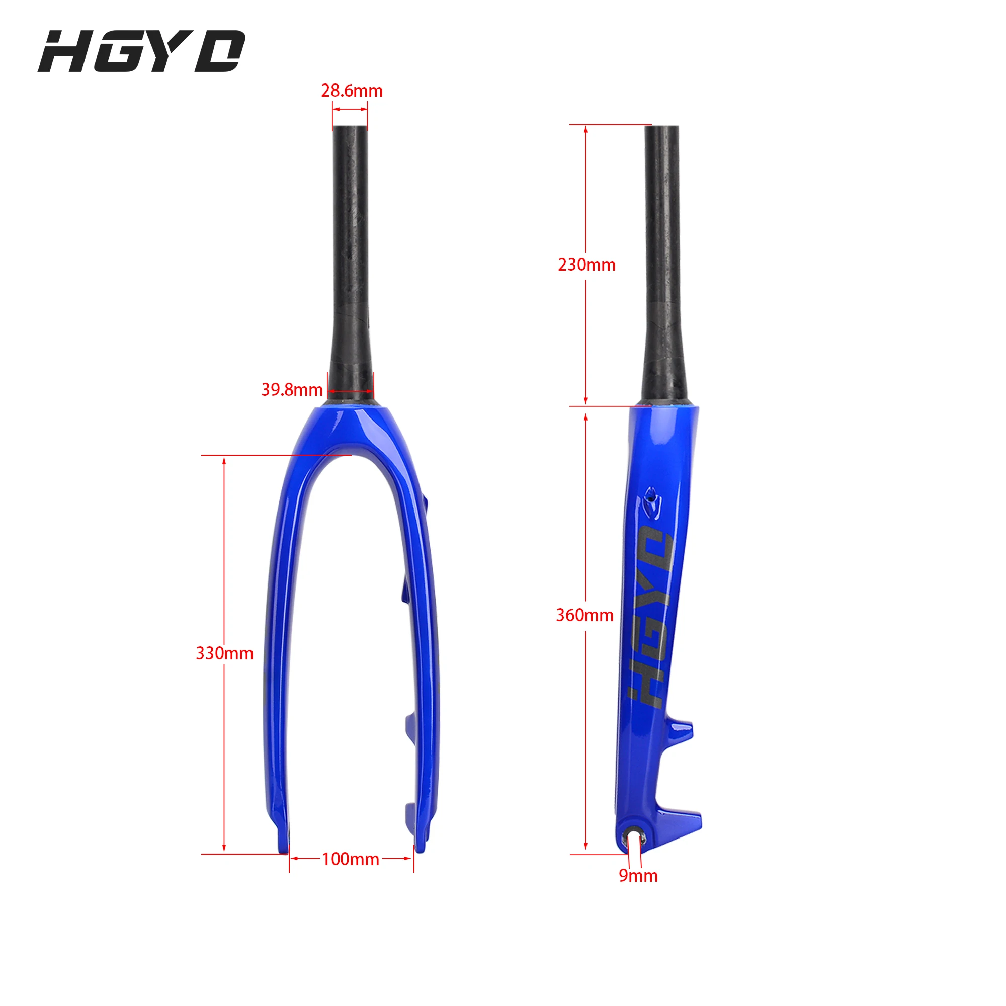 HGYD 20 Inch bicycle Folding Bike Full Carbon Fiber 406 BMX Bicycle Front Forks Disc, 28.6mm Tube,100mm Inner wiring front fork