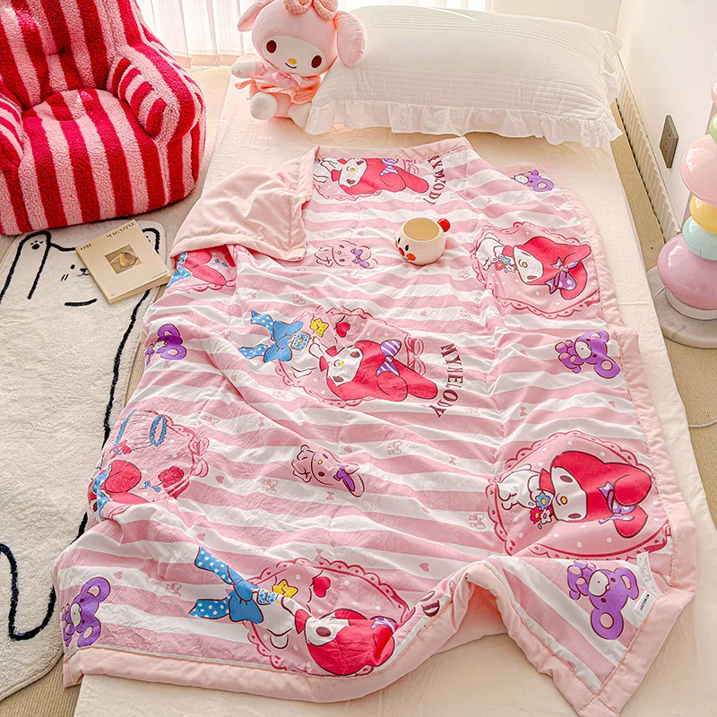 Summer Cartoon Children's Double-layer Gauze Summer Blanket with Sanrio Yuguigou Air Conditioning Kulomi Machine Washable