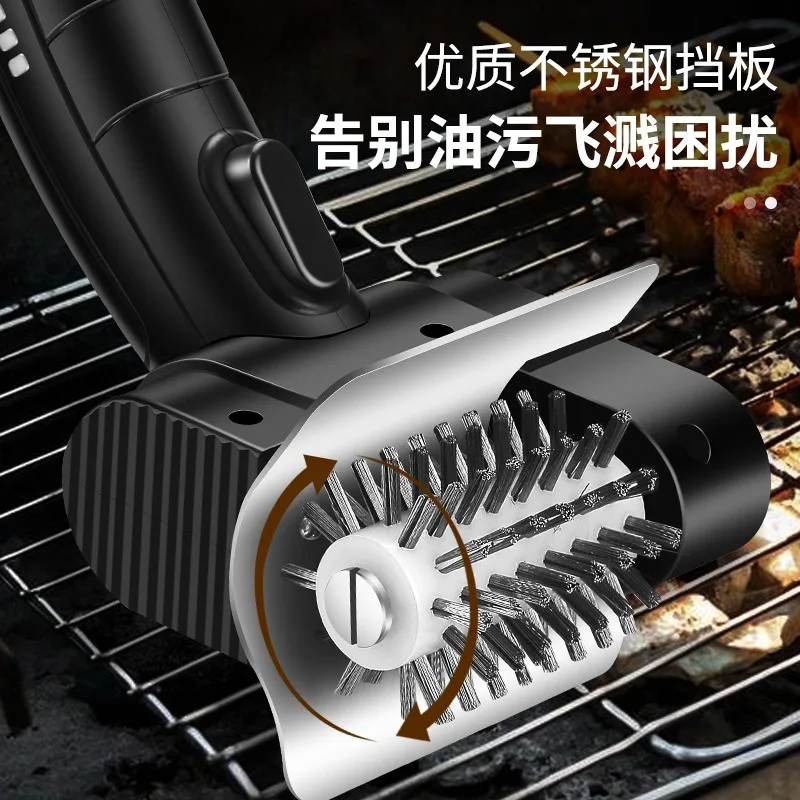 Rechargeable Electric Stainless Steel BBQ Cleaning Brush Portable Hand‑Held Roller Scrubber For Outdoor Camping Grill