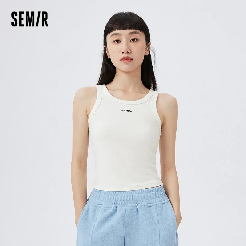 

Semir Tank Top Women Spring Simple Daily Casual Letter Embroidery Soft And Comfortable Knitting Strap Top