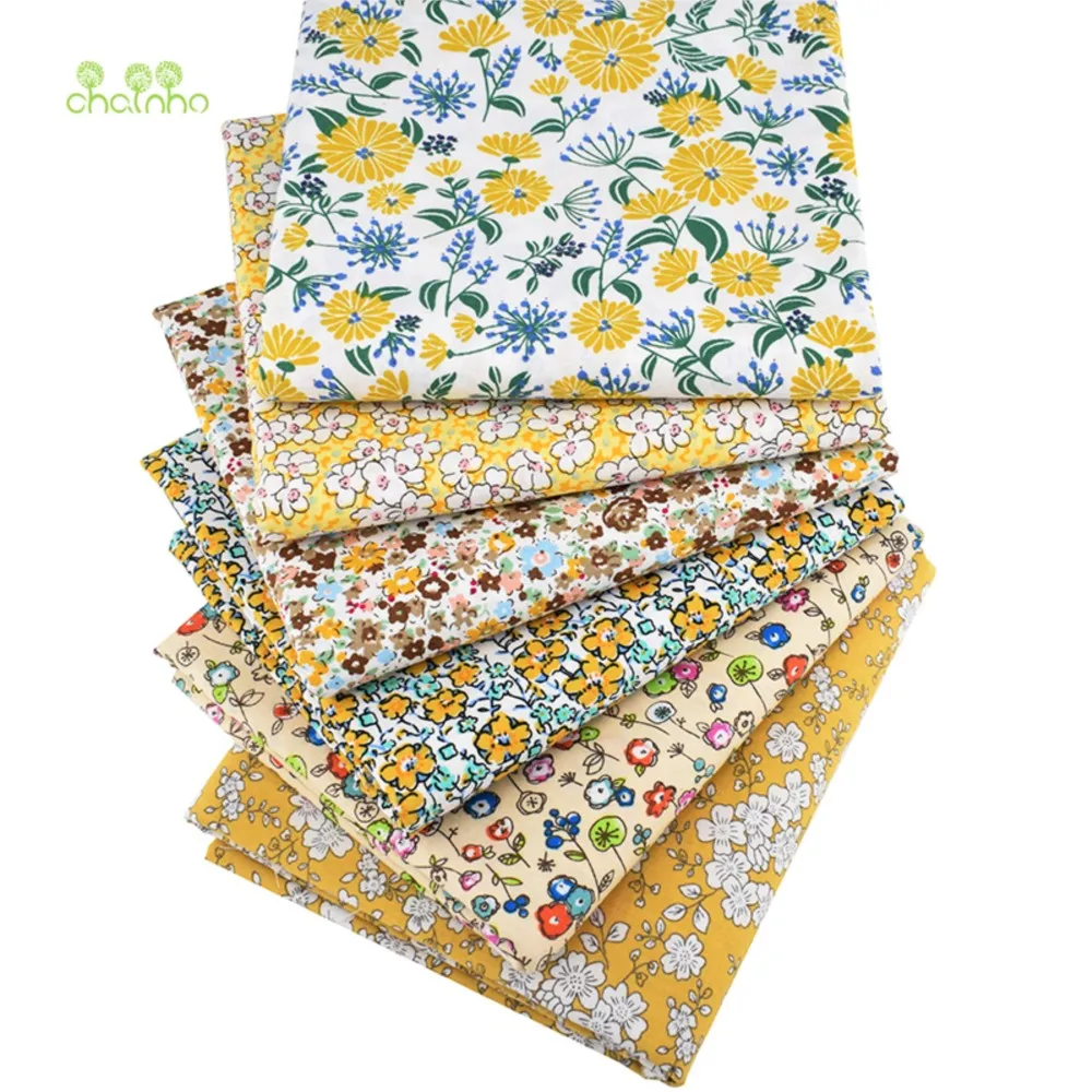 

Chainho,Printed Plain Weave Poplin Cotton Fabric,DIY Quilting Sewing Material,Patchwork Cloth,Floral Series,4 Sizes,PCC15