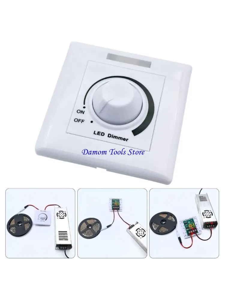 

57BE 12V-24V LED Light Dimmer Switches Rotary Knob Adjustable Brightness Controller Plastic Frame Wall Light LED Dimmer