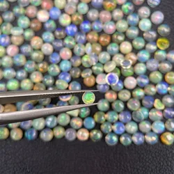 Wholesale 10pcs Natural Genuine Fire Opal 3mm 4mm 5mm 6mm Round Semi-Precious Gemstone Cabochon Ring Face For Jewelry