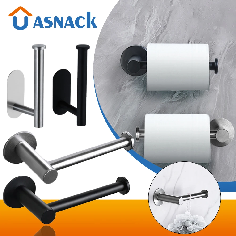 Wall Mounted Toilet Paper Holder Towel Holder for Kitchen Stainless Steel Cabinet Paper Roll Storage Hanger Bathroom Accessories