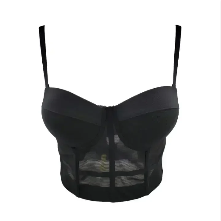 Bralette de malla con Push-Up para mujer, corsé, corpiño, corpiño, Top recortado para fiesta y Club nocturno, nueva moda