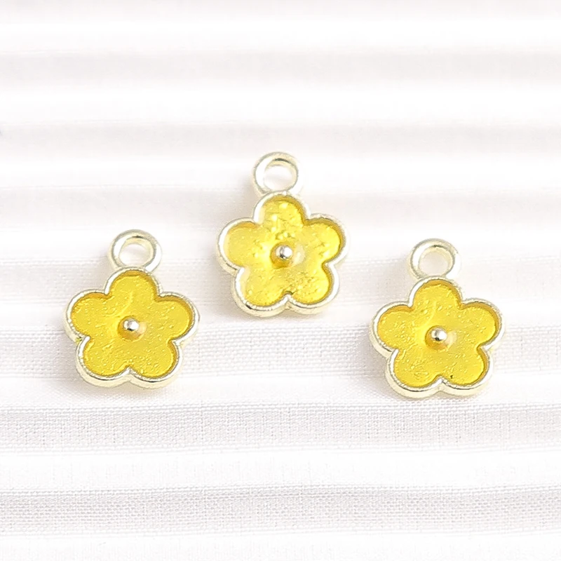 10 Stück 9 x 12 mm niedliche Mini-Emaille-Blumen-Charms-Anhänger für Schmuckherstellung, Halsketten, Ohrringe, Armbänder, DIY, handgefertigtes Bastelzubehör – Detail 4