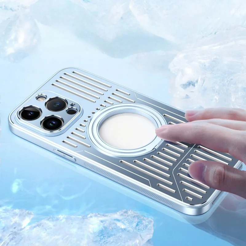 Metal Magnetic Heat Dissipation Holder 360 Ring Rotation Phone Case for Iphone16 15Pro Max Simple Design Shockproof Anti-scratch