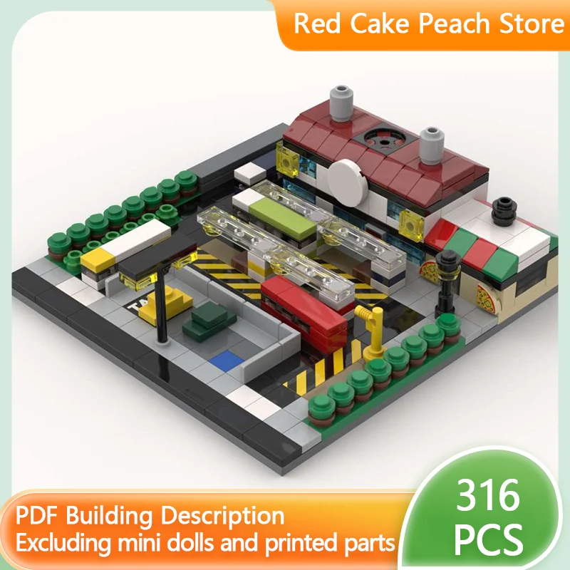 

City Street View Model MOC Building Bricks Downtown Bus Station Modular Technology Children Holiday Gifts Assemble Toys Suit