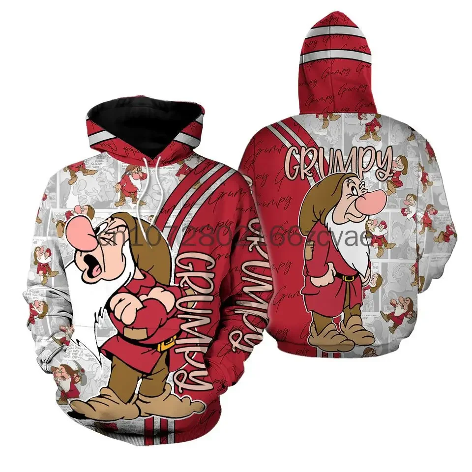 

New Snow White and Seven The Dwarfs 3D Men and Women Hoodie Disney Cartoon Fan Gift All Over Print Disney Zip Hoodie