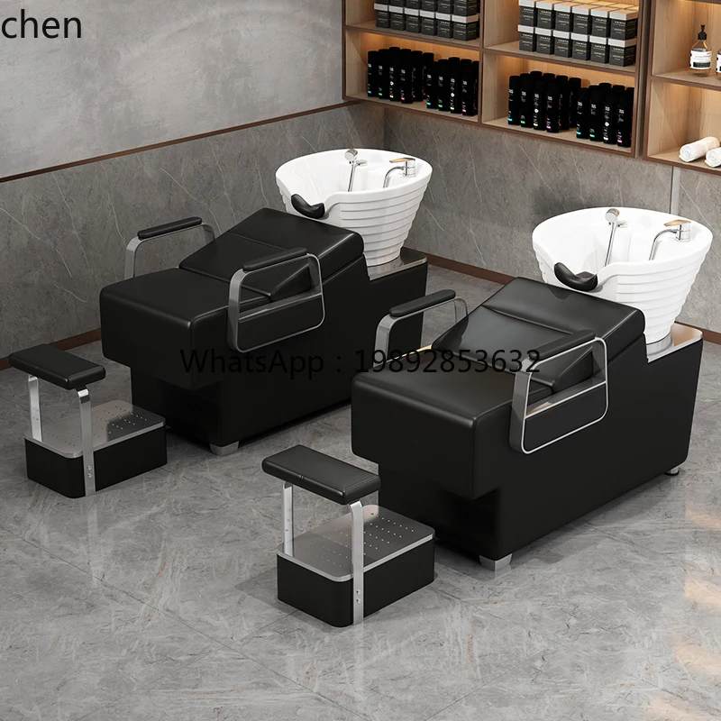 YFYshampoo سرير صالون حلاقة خاص لصالون الشعر سرير دافق حوض سيراميك شبه مستلق #3