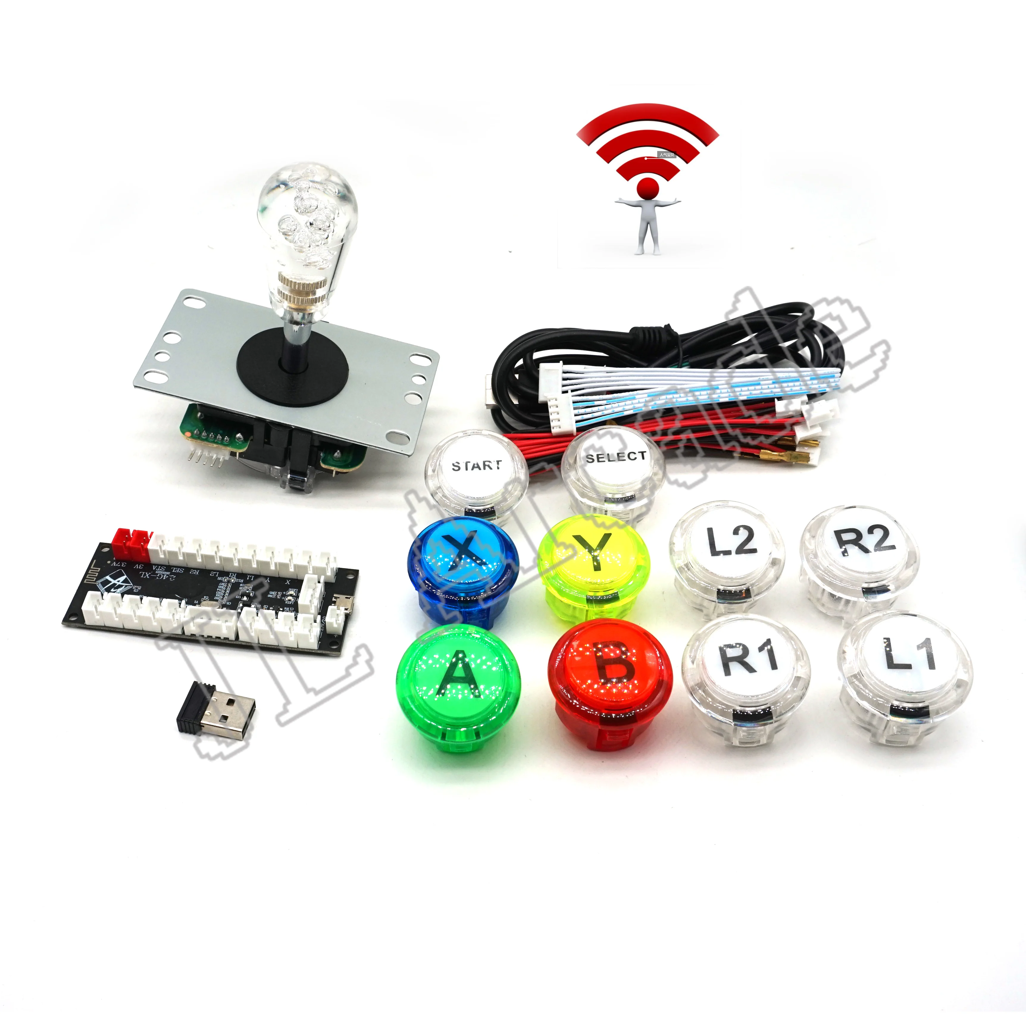 Arcade DIY Kit Zero Delay USB Board, Transparent Joystick Encoder, Encoder to PC, Raspberry Pi Stick, Transparent Button