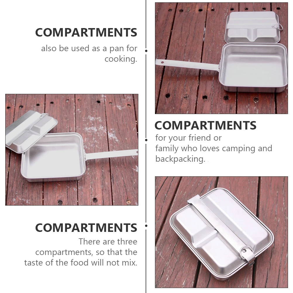 

Portable Stainless Steel 202 Lunch Box Compartment for Camping Hiking Picnic Outdoor Food Container Cookware