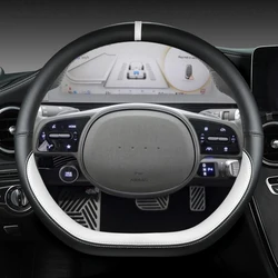 For Hyundai ioniq 5 2016 2017 2018 2019 2020 2021 2022 Car Steering Wheel Cover D Shape PU Leather Auto Accessories interior