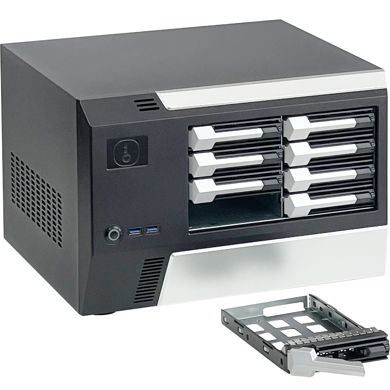 2026 Hot  MATX- NAS case 8 Bay Black Mini-ITX Form Computer Storage Server Chassis SFF8643 Sas Backplane Hot-swappable