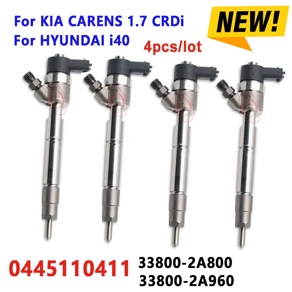 4 PCS New 0445110411 Fuel Injector 0 445 110 411 Diesel Injectors for KIA CARENS IV 338002A960 338002A800 0445 110 411