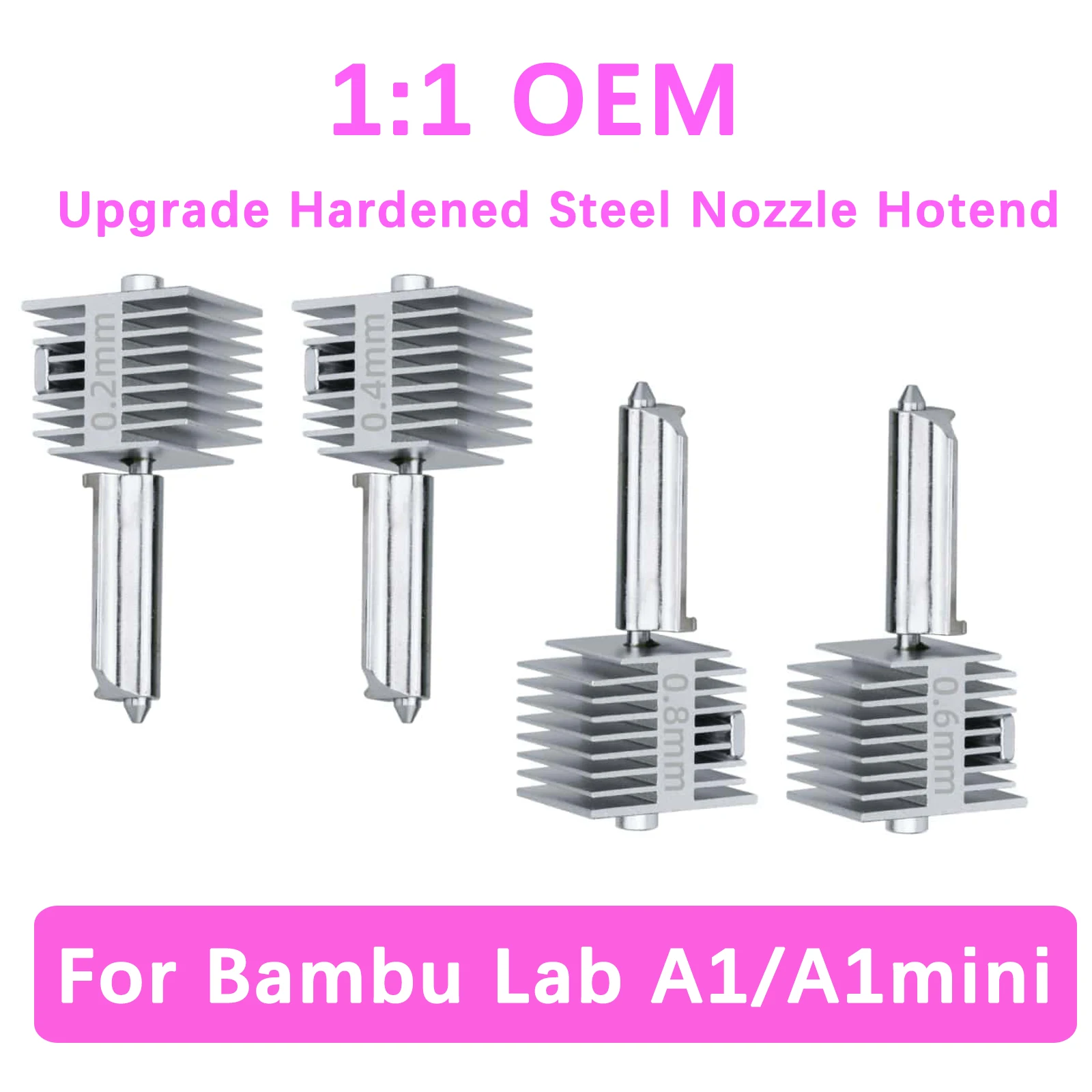 High-Precision A1 Hotend For Bambu Lab A1/A1mini Non-detachable Hardened Steel Integrated Nozzle Same As Original High Quality