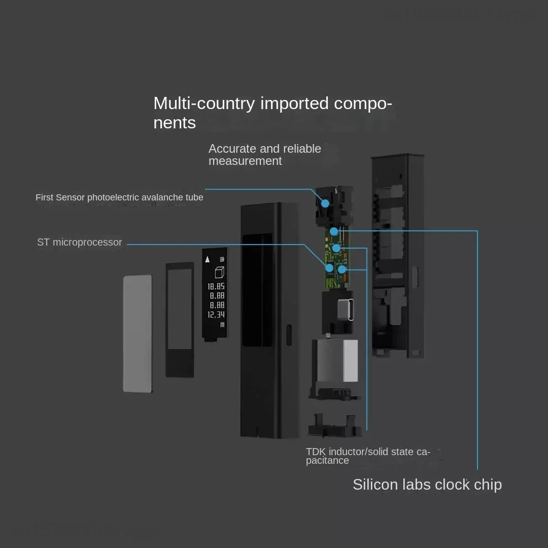 Xiaomi YOUPIN DUKA LS-5 Laser Rangefinder Portable Measuring Tools Type-C Charge HD Touch Screen 40m Mini Handheld Rangefinder