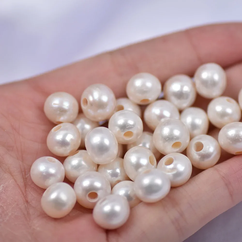 Natural freshwater pearls single 4-6mm large hole diy material bracelet necklace jewelry