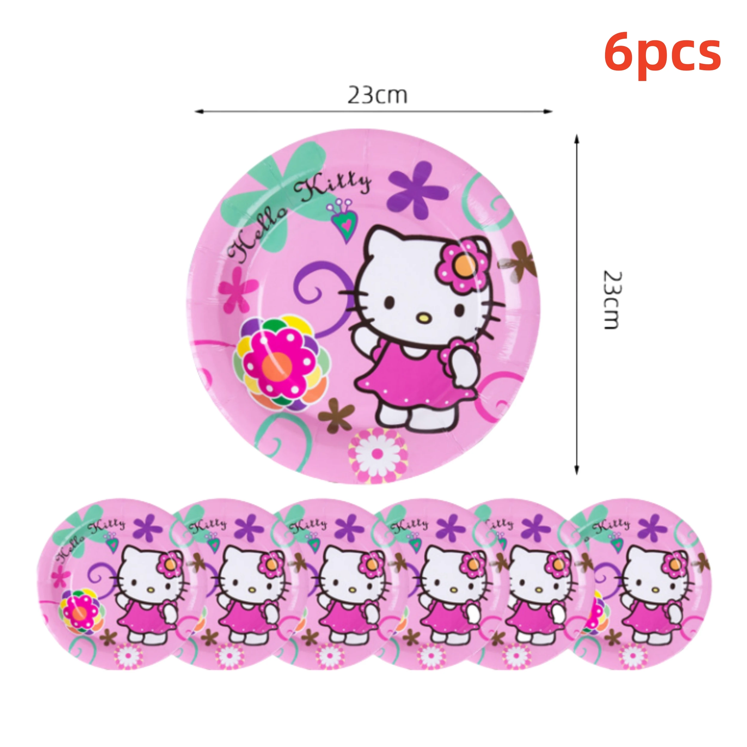 Hello Kitty Sanrio Themed Cartoon Balloons Birthday Party Decorations Disposable Tableware Banners Cake Racks Environmental Bags