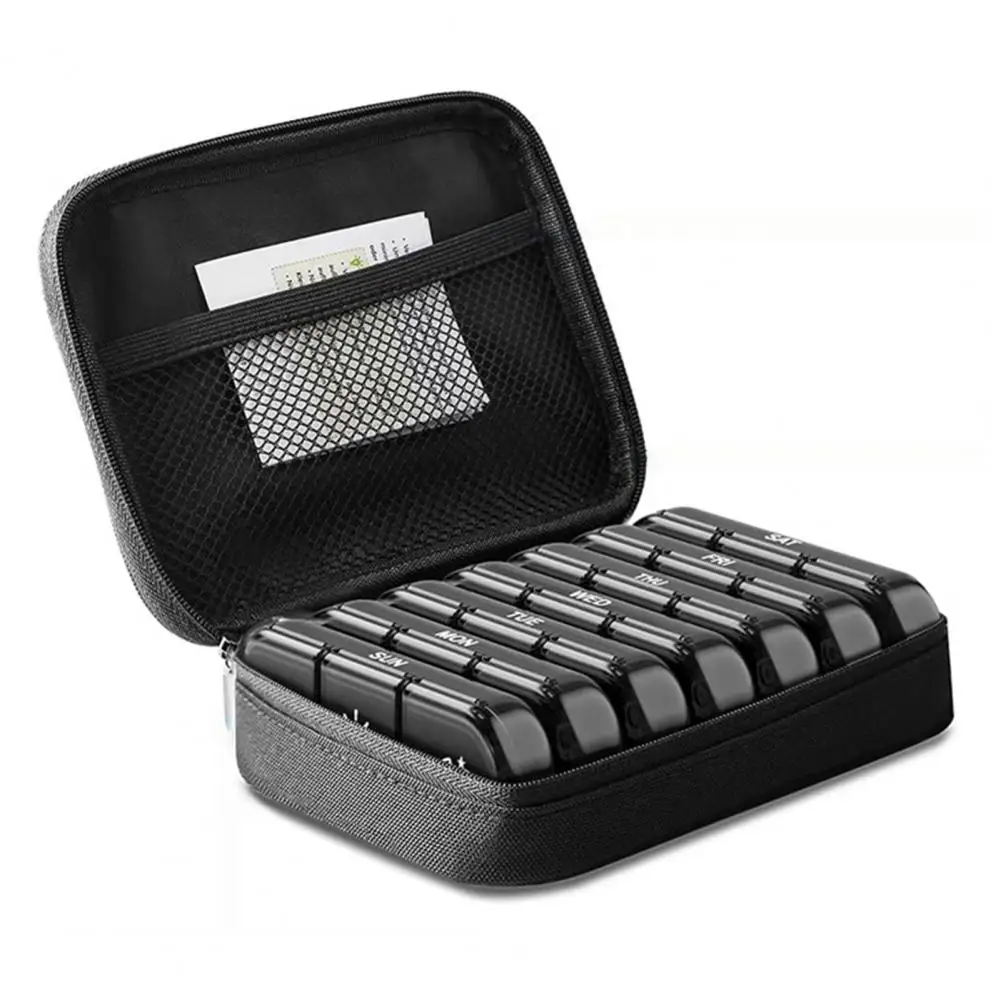 Portable Compartmentalized Pill Box Reusable Eco-Friendly Travel-sized Small Pill Box  21-compartment Capsules Box    Pill Box