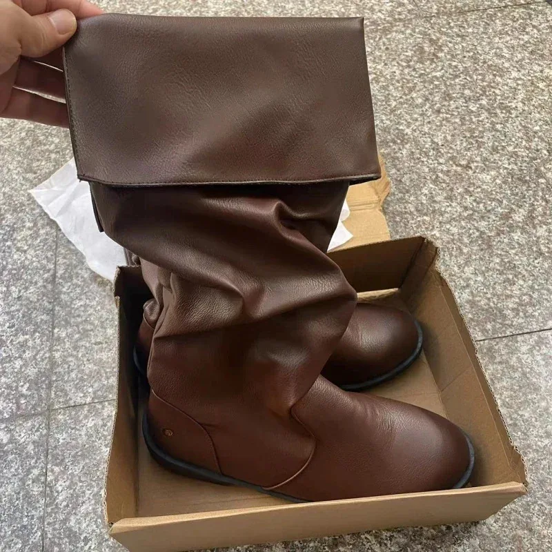 Stivali medievali in pelle PU da uomo Calzature rinascimentali vintage piatte retrò di grandi dimensioni