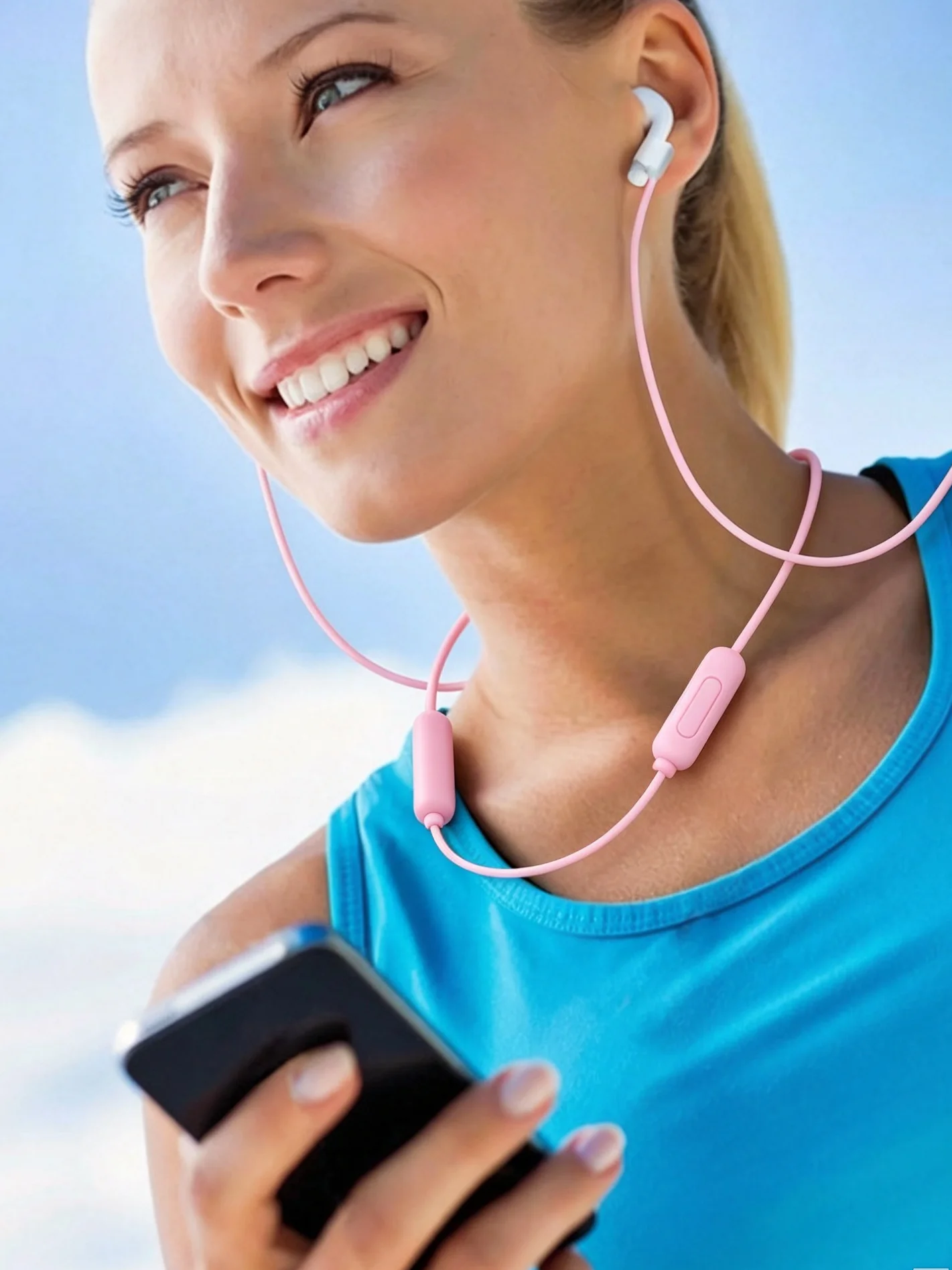 Magnetic Silicone Earbud Anti-Lost Strap, Wireless Earphone Neck Lanyard, Pink, 1 Pack, Approx 70cm Long