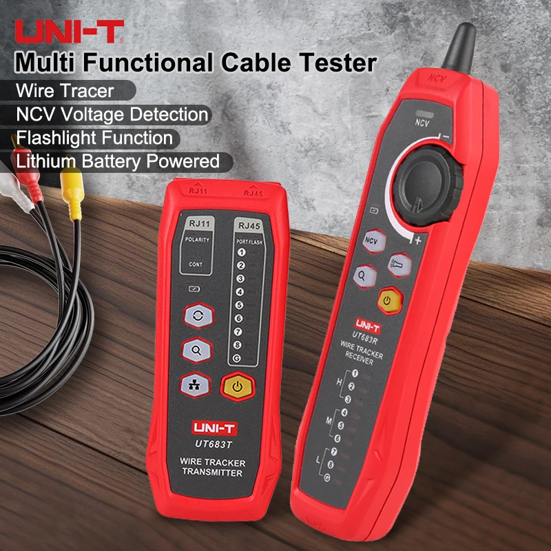 UNI-T Network Cable Tester, RJ45 RJ11 Wire Tracker with NCV Flashlight Lithium Battery for LAN & Telephone Line Repair
