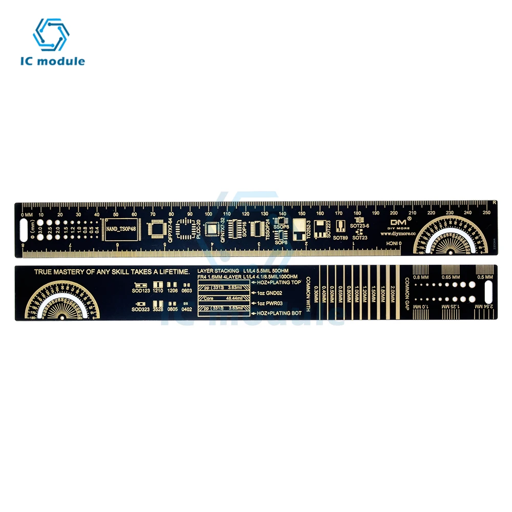 3 Type 15cm 20cm 25cm PCB Ruler Multi-functional Measuring Tool Resistor Capacitor Chip IC SMD Diode Transistor