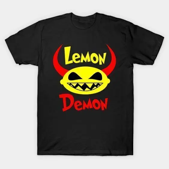 Camiseta de demonio de limón para adultos, camisetas de cuello redondo de ajuste Regular, Tops estampados de algodón para hombres