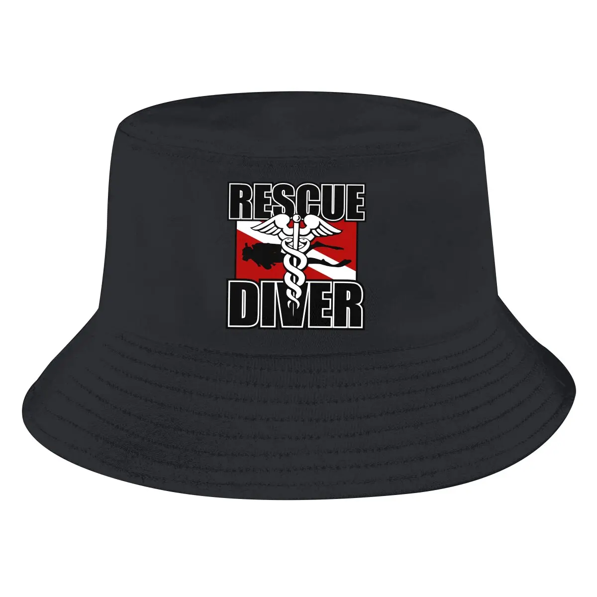 Dive Scuba Diving Bucket Hat Rescue Diver Men's Women's Fisherman Cap Hip Hop Beach Sun Fishing Hats