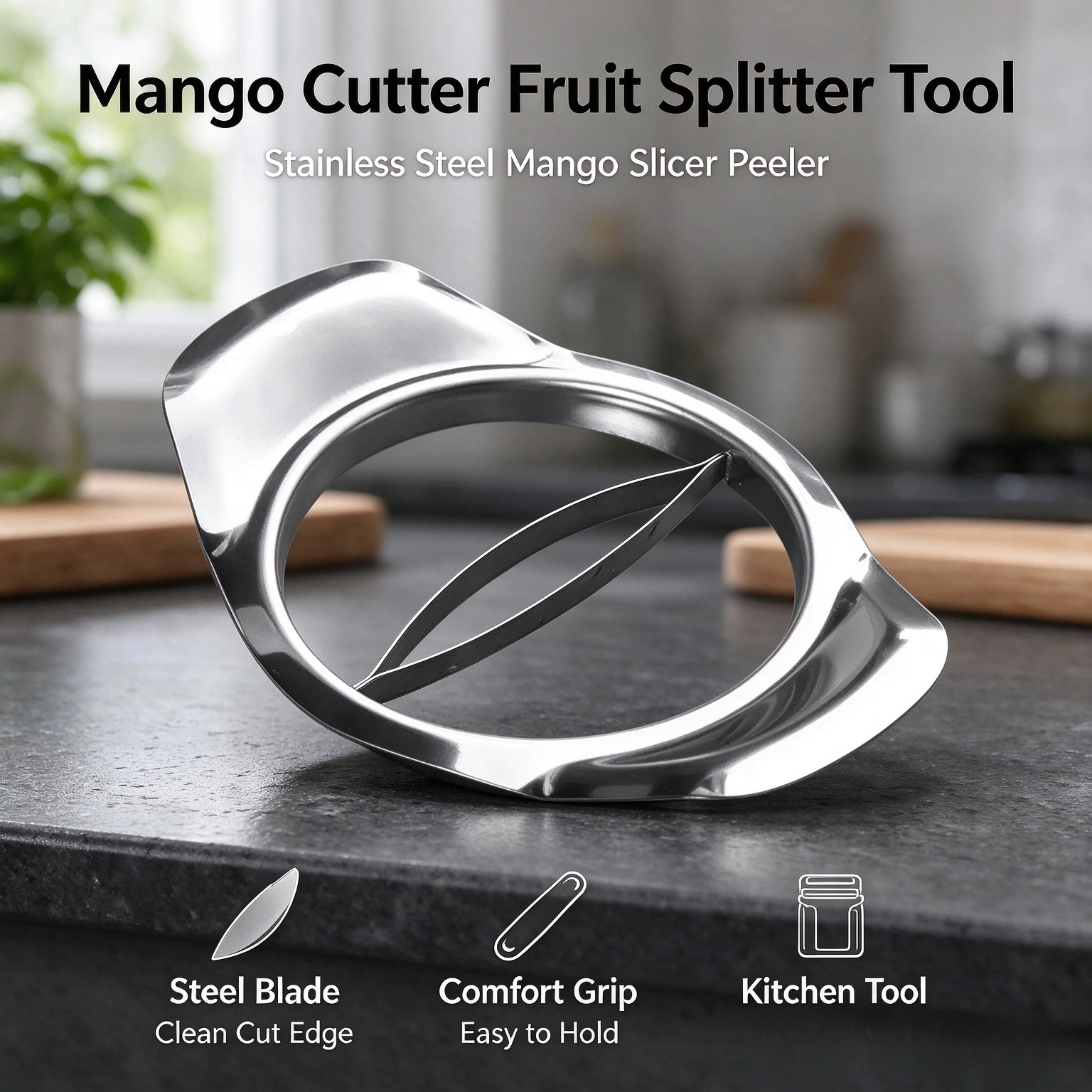 Kitchen Convenience Tools Mango Cutter Fruit Splitter Tools Mango Knife Mangos Corer Stainless Steel Mango Slicer Peeler Gadgets