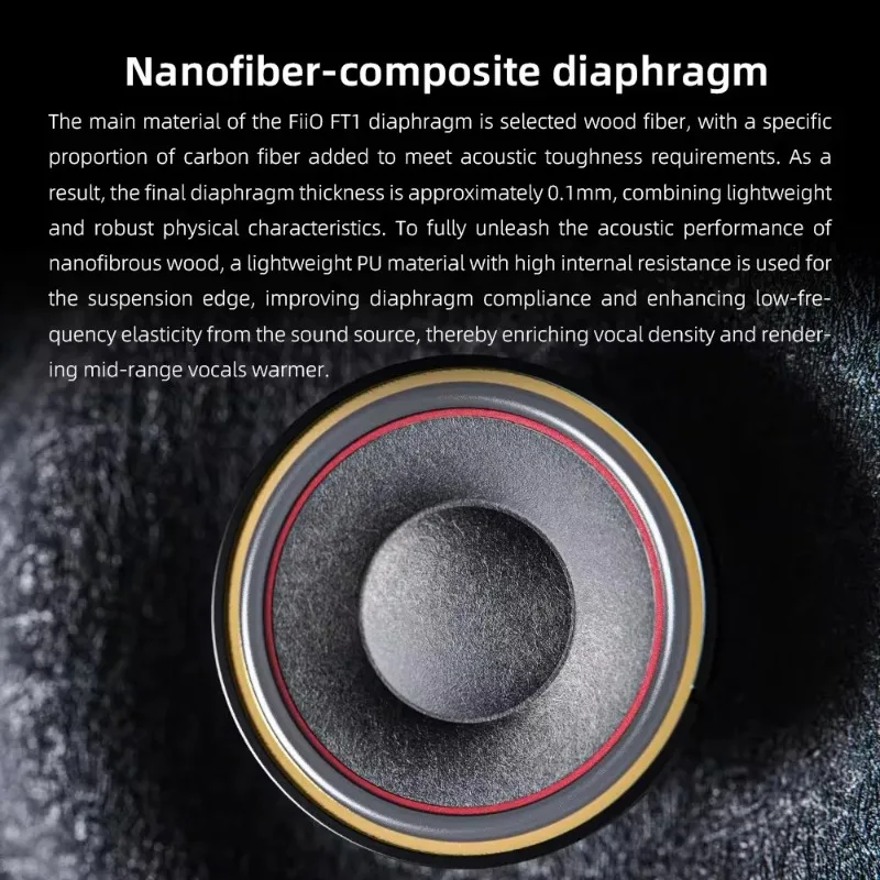 Voor FiiO FT1 Gesloten Achterkant Over-Ear Nanowood Fiber Composiet Membraan Bedrade Hi-Fi Hoofdtelefoon