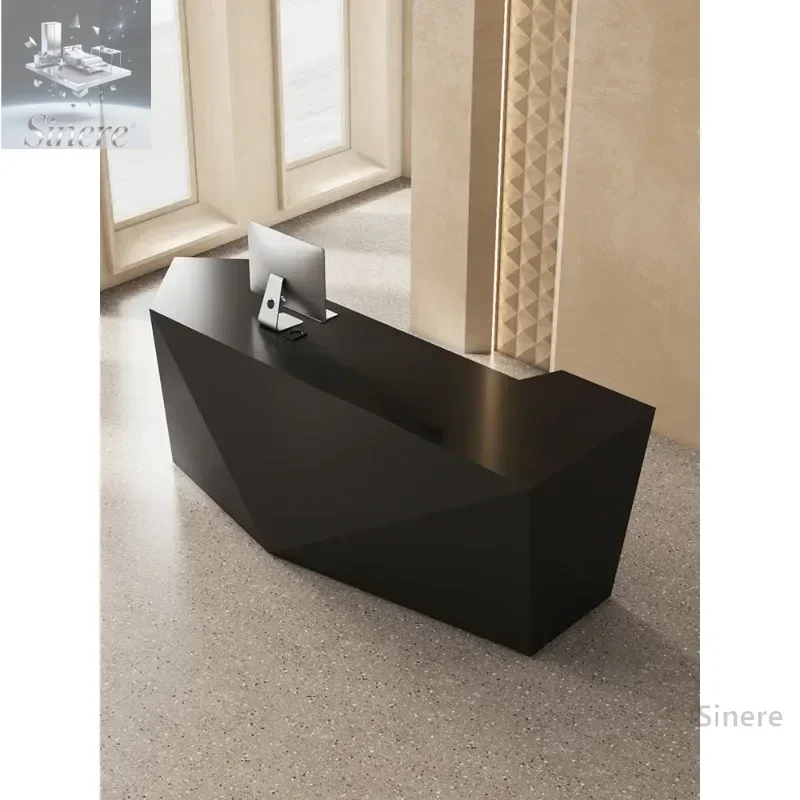 

Касса для салона красоты, черная краска, свет, роскошная стойка регистрации B & B, креативная стойка магазина одежды