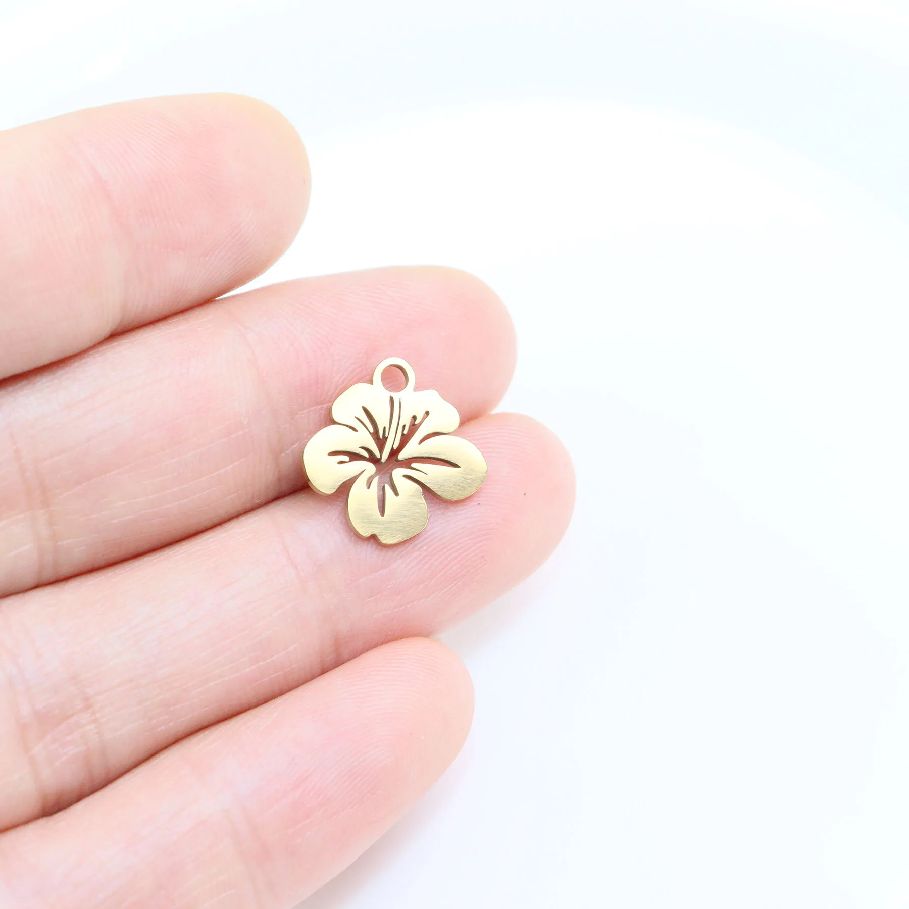 10pcs Stainless Steel Mirro Flower Polished Anti Allergic Girl Charms Pendant DIY Jewelry Necklace Earrings Unfading