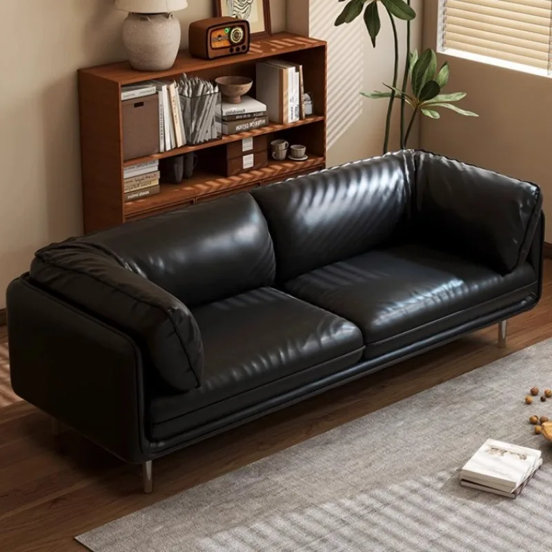 

Light Luxury Leather Bubble Coffee Sofa Office Living Room Store Retro Oil Wax Apartment Armchairs Balcony Garden Furniture
