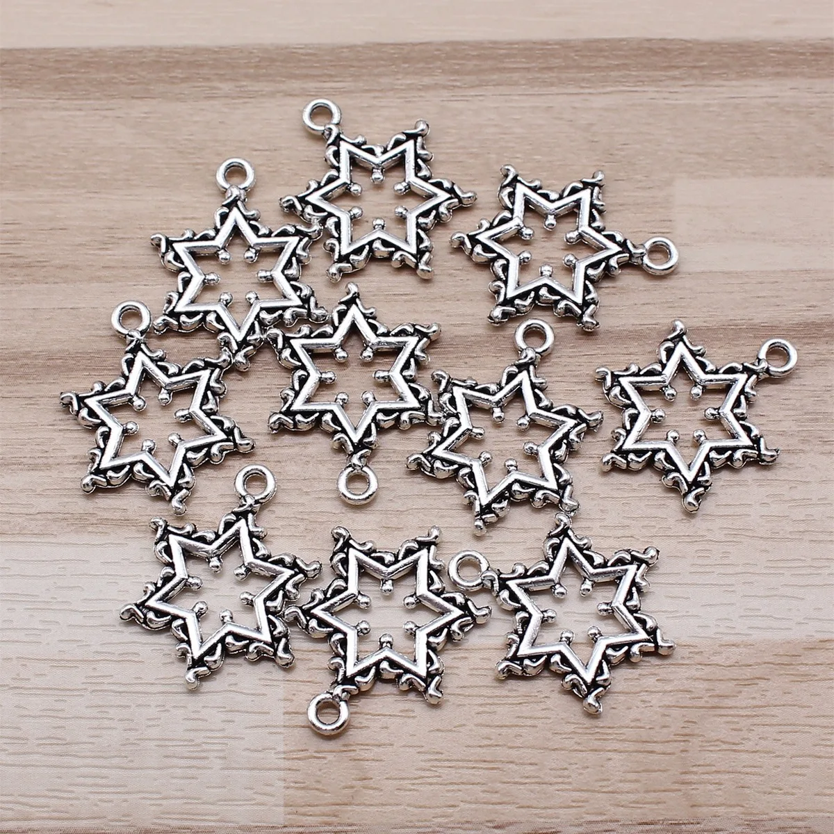 IFOCUS 10pcs/Lot Snowflake Charms For DIY Jewelry Making Zinc Alloy 22x16mm/0.87x0.63inch