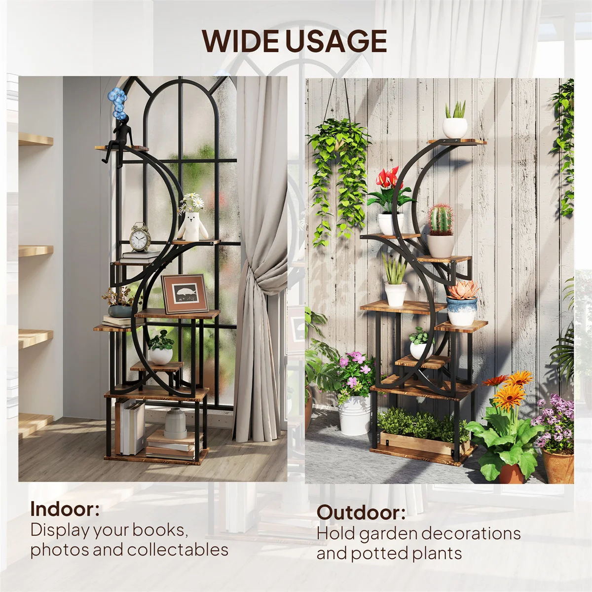 

61.8inch S-shaped frame Flower Stand Plant Stand for Indoor Decoration