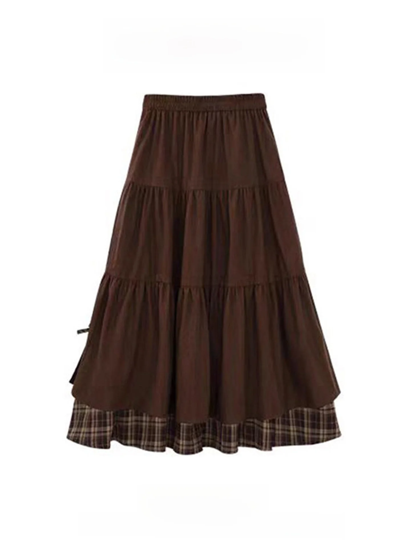 

Длинная бархатная клетчатая юбка трапециевидной формы с высокой талией, женская осенне-зимняя винтажная утягивающая юбка длиной f, модная юбка для поездок на работу