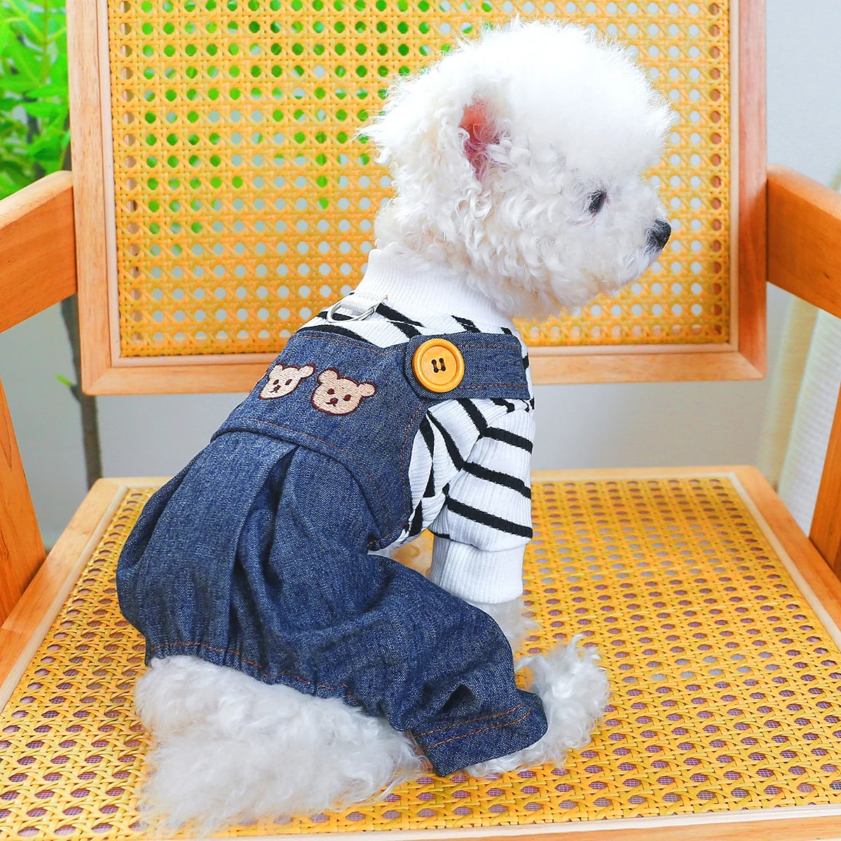 

Ropa Para Perros Cat Clothes Braces Dog Clothes Traction Chest Back Bear Head Jeans Pet Supplies Dog accessories