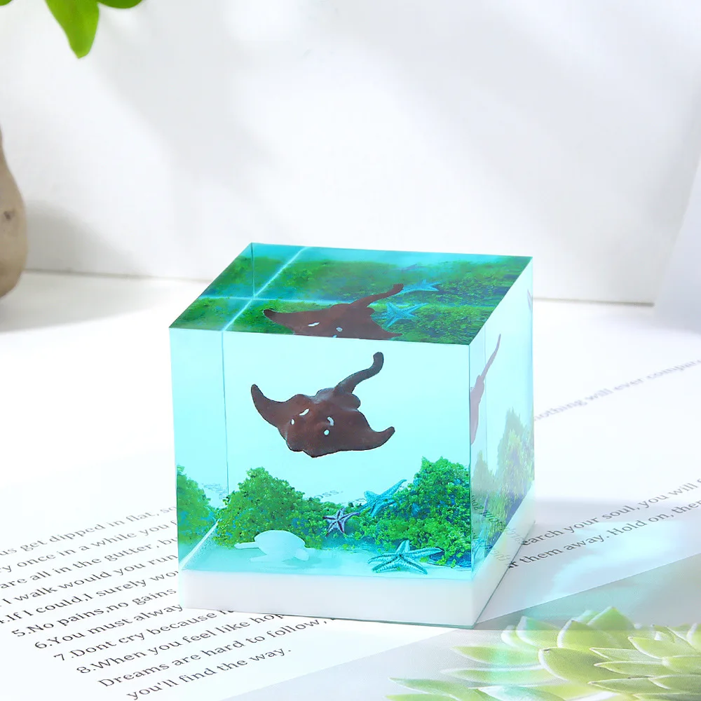 Mini Animais Marinhos Figuras de Ação, Artesanato DIY, Artesanato 3D, Modelo Cheio de Resina, Material Cristal Epóxi, Acessórios de Paisagem em miniatura